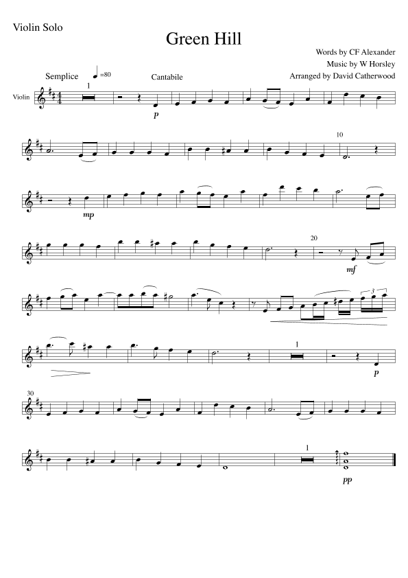 Green Hill - Violin solo with piano accompaniment (arr. David Catherwood)