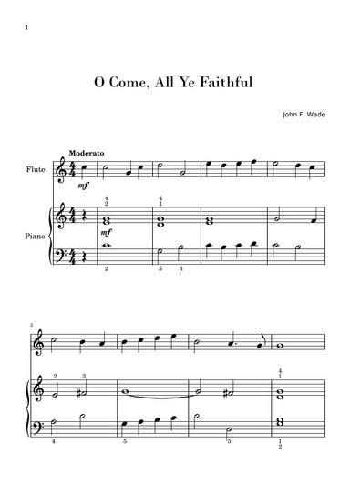 O Come, All Ye Faithful (Easy Flute with Piano Accompaniment) (arr. Gisele Sant'Ana)