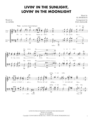 Living In The Sunlight, Loving In The Moonlight (arr. Paul Keller)
