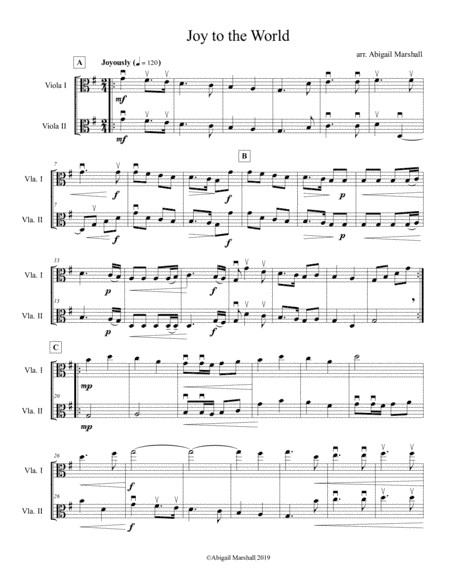Joy to the World - Viola Duet (arr. Abigail Marshall)