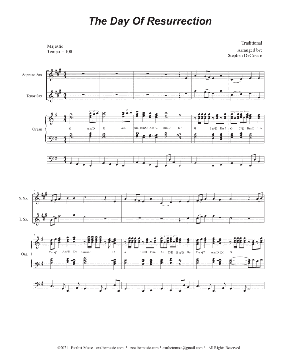 The Day Of Resurrection (Duet for Soprano and Tenor Saxophone - Organ accompaniment) (arr. Stephen DeCesare)