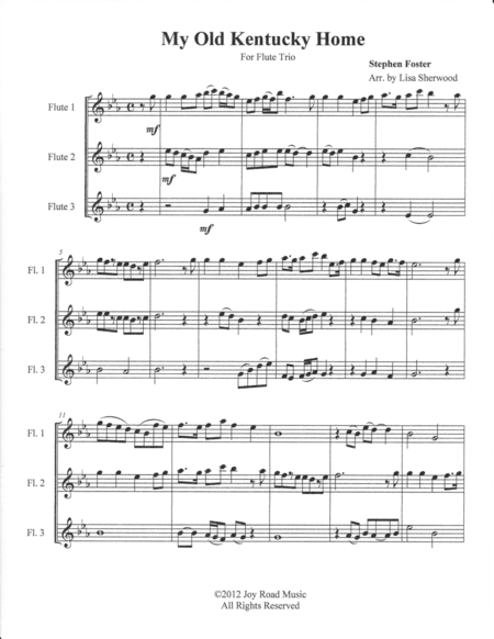 My Old Kentucky Home Flute Trio (arr. Lisa Sherwood)