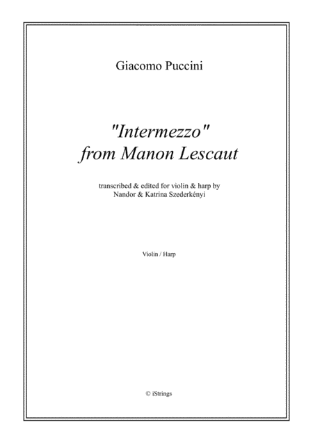 Intermezzo from Manon Lescaut for violin & harp (arr. N. Szederkenyi)