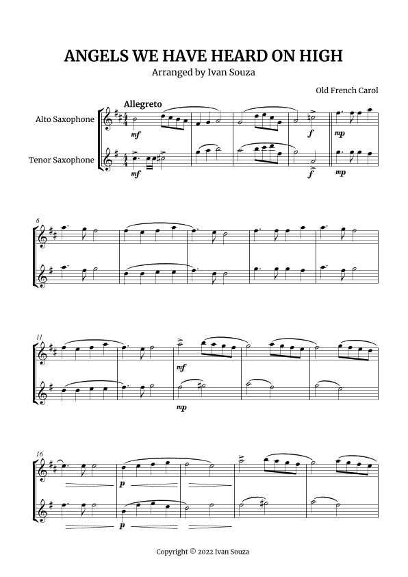 ANGELS WE HAVE HEARD ON HIGH (arr. Ivan Souza)