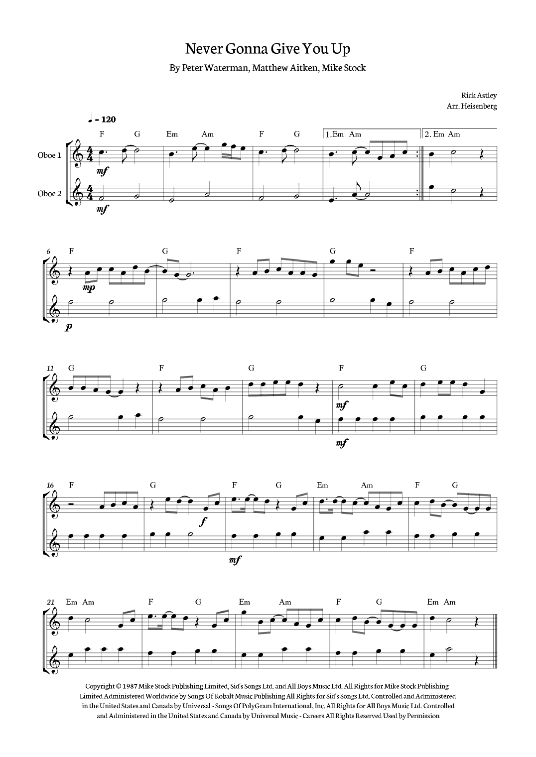 Never Gonna Give You Up (arr. Heisenberg)