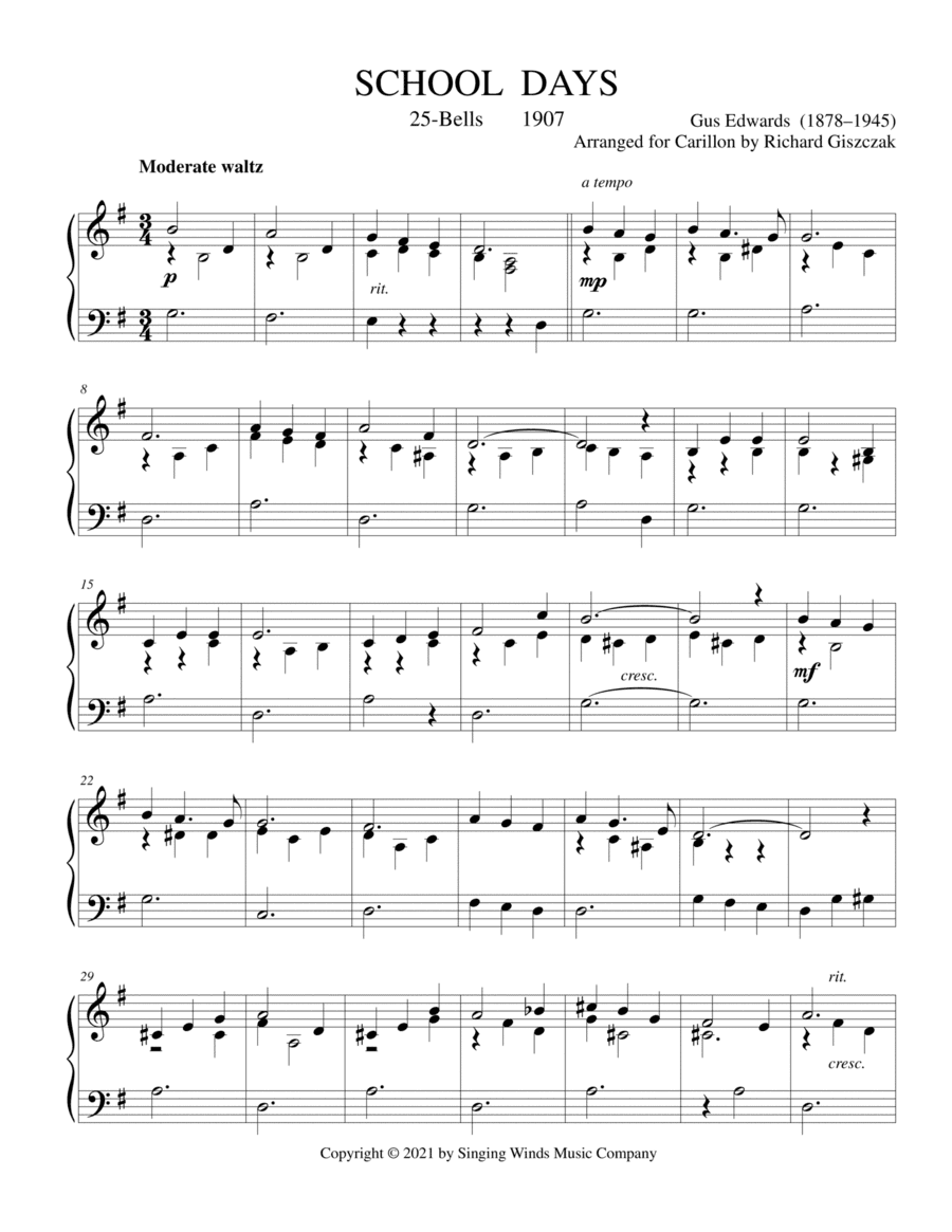 25B. School Days (arr. Richard Giszczak)