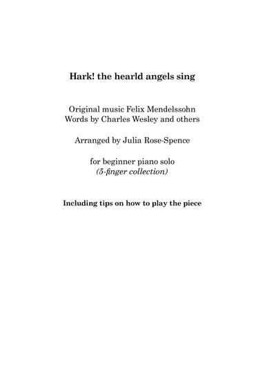 Hark the Herald Angels Sing (beginner piano) (arr. Julia Rose-Spence)