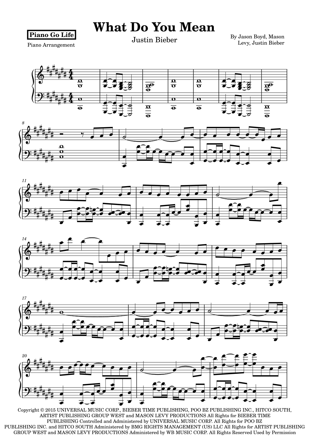 What Do You Mean? (arr. Piano Go Life)