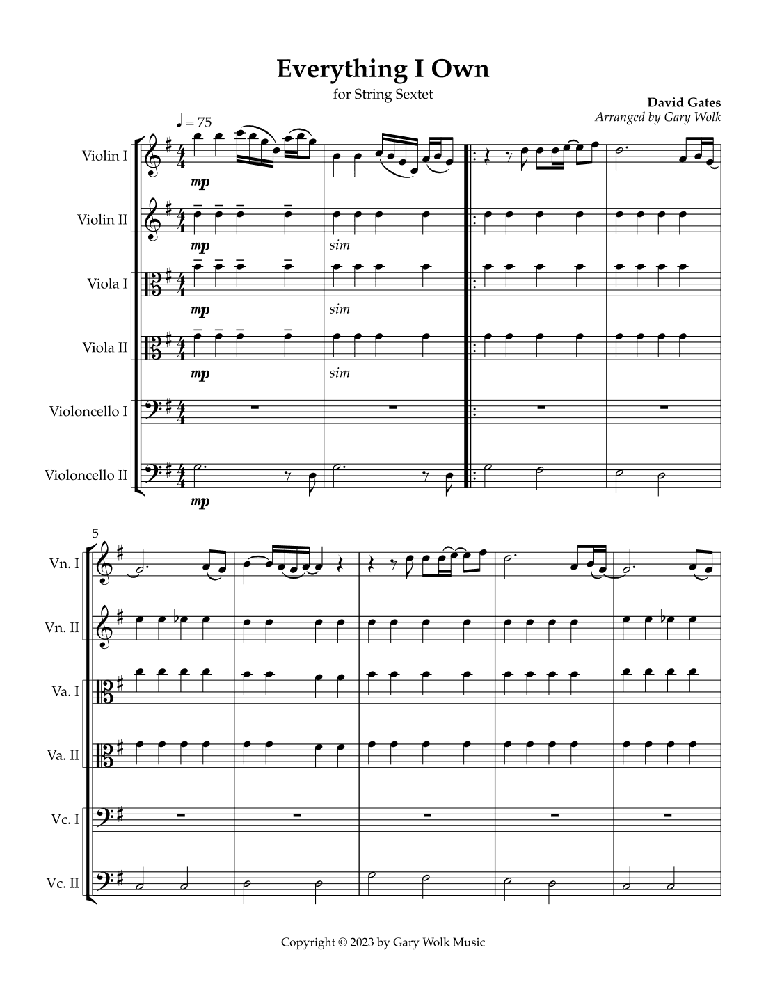 Everything I Own (arr. Gary Wolk)