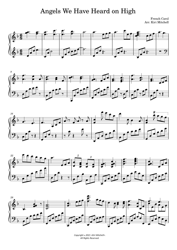 Angels We Have Heard on High - Piano Solo (arr. Kiri Mitchell)