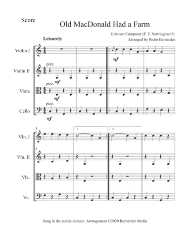 Old MacDonald Had a Farm - String Quartet (arr. Pedro Bernardez)