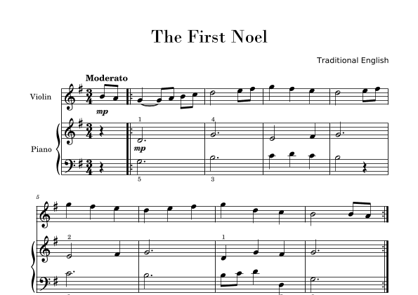 The First Noel (for Violin and Piano Beginners) (arr. Gisele Sant'Ana)