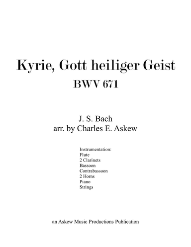 Kyrie, Gott heiliger Geist BWV 671 - AWV 9 (arr. Charles E. Askew)