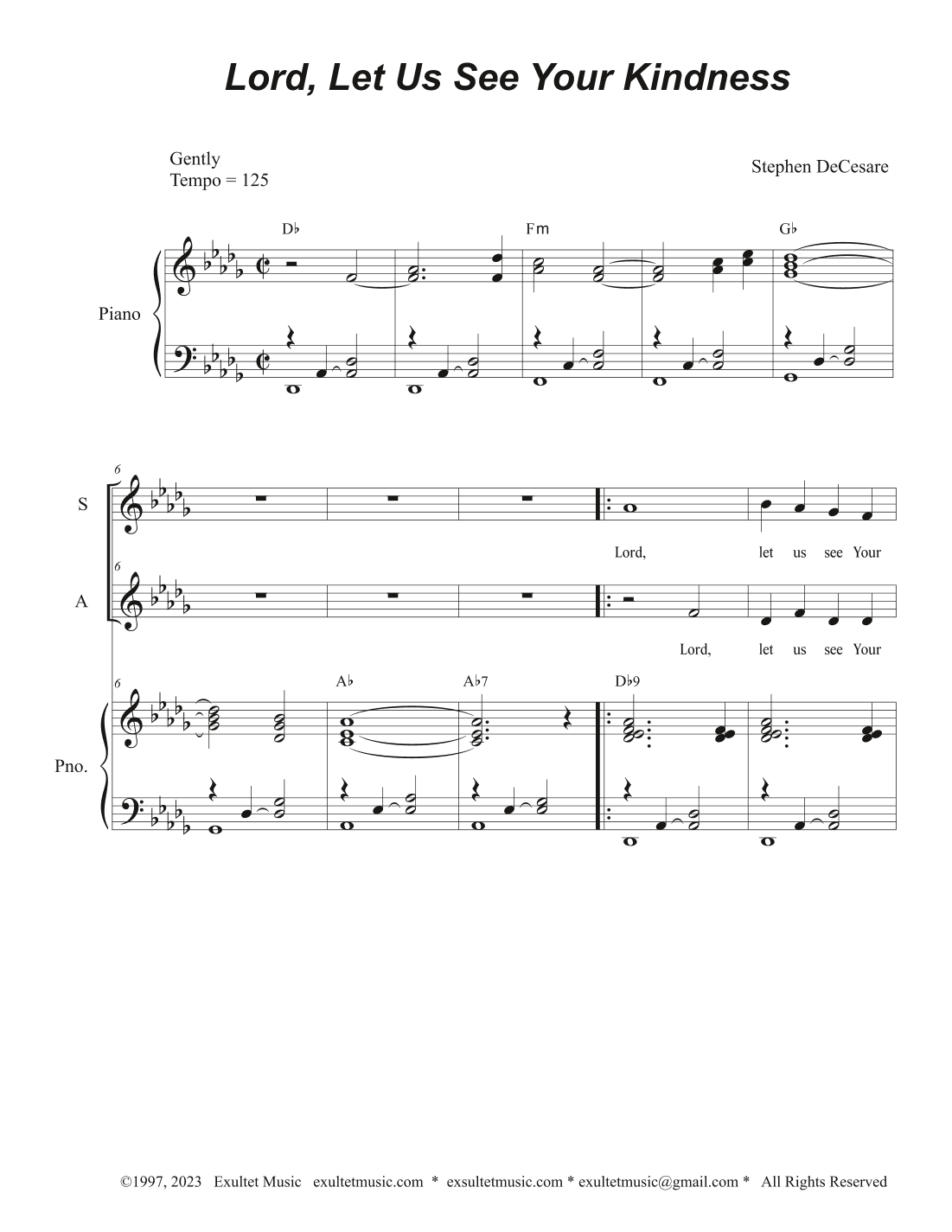 Lord, Let Us See Your Kindness (Duet for Soprano and Alto solo)