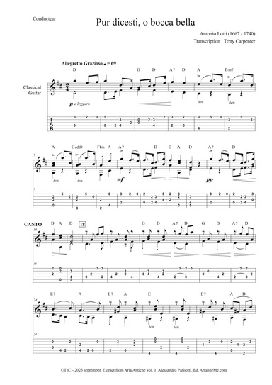 Pur dicesti, o bocca bella ( Extract from Aria antiche. Vol. 1 ) (arr. Terry Carpenter)