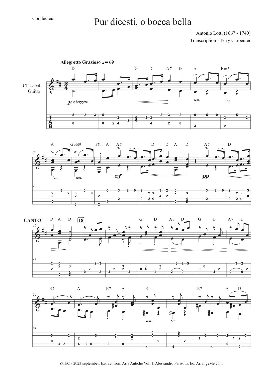 Pur dicesti, o bocca bella ( Extract from Aria antiche. Vol. 1 ) (arr. Terry Carpenter)