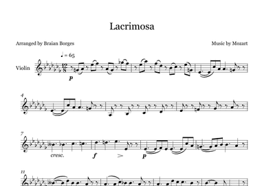 Lacrimosa in Cb Major - For Violin (arr. Braian Borges)