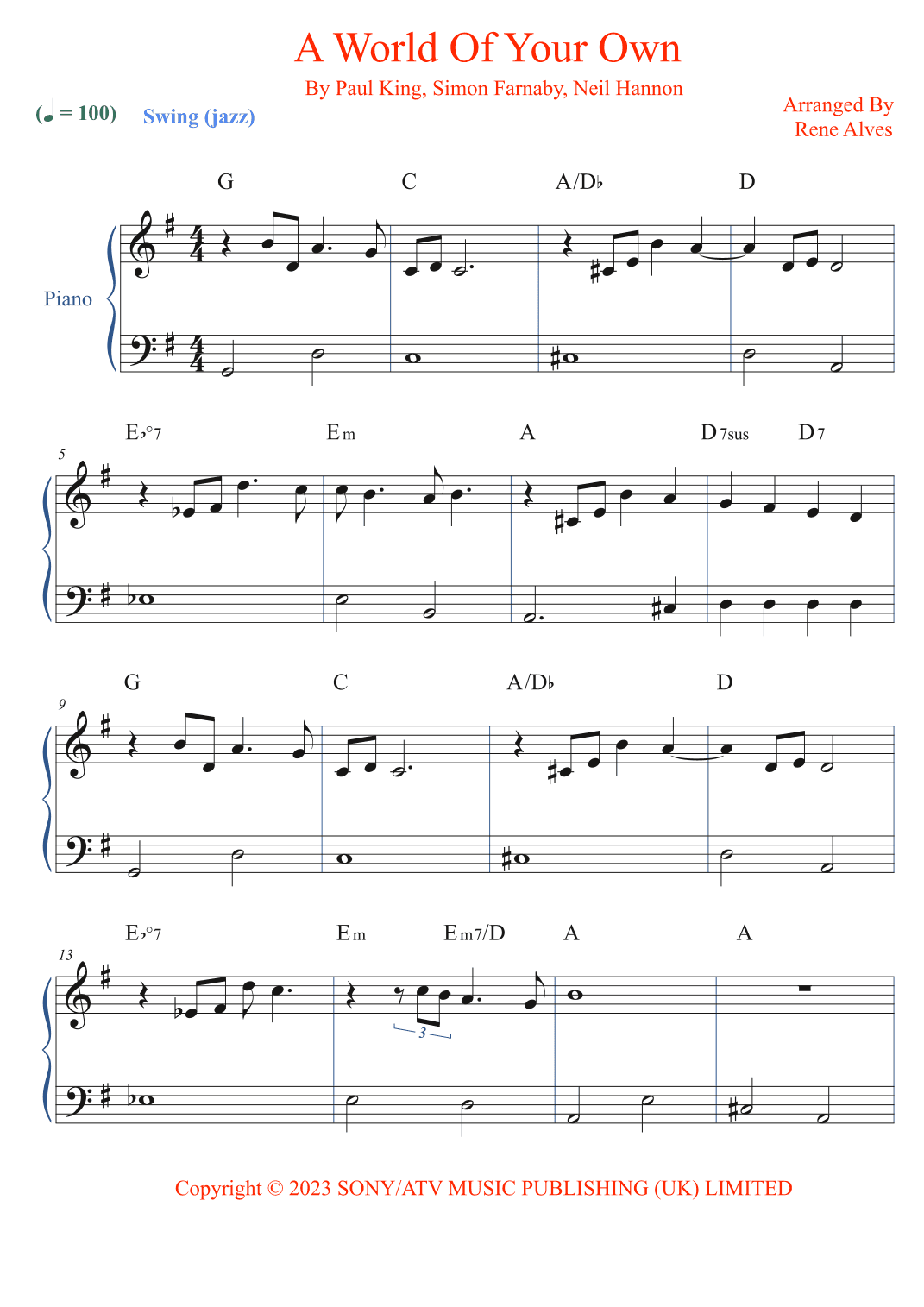 A World Of Your Own (arr. Rene Alves)