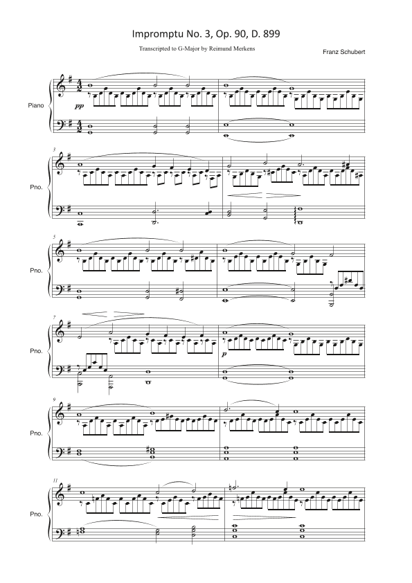 Impromptu No. 3, Op. 90, D. 889  (G-major version) (arr. Reimund Merkens)