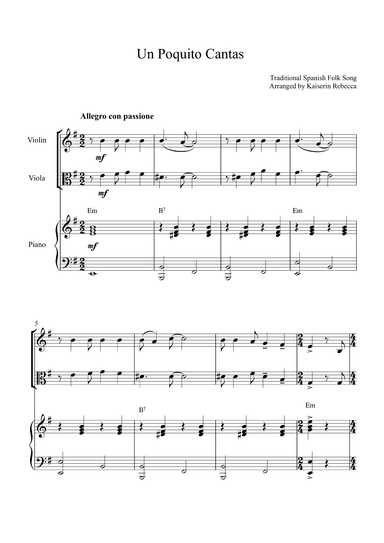 Un Poquito Cantas (arr. Kaiserin Rebecca)