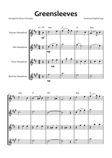 Greensleeves (arr. Glauco Fernandes)
