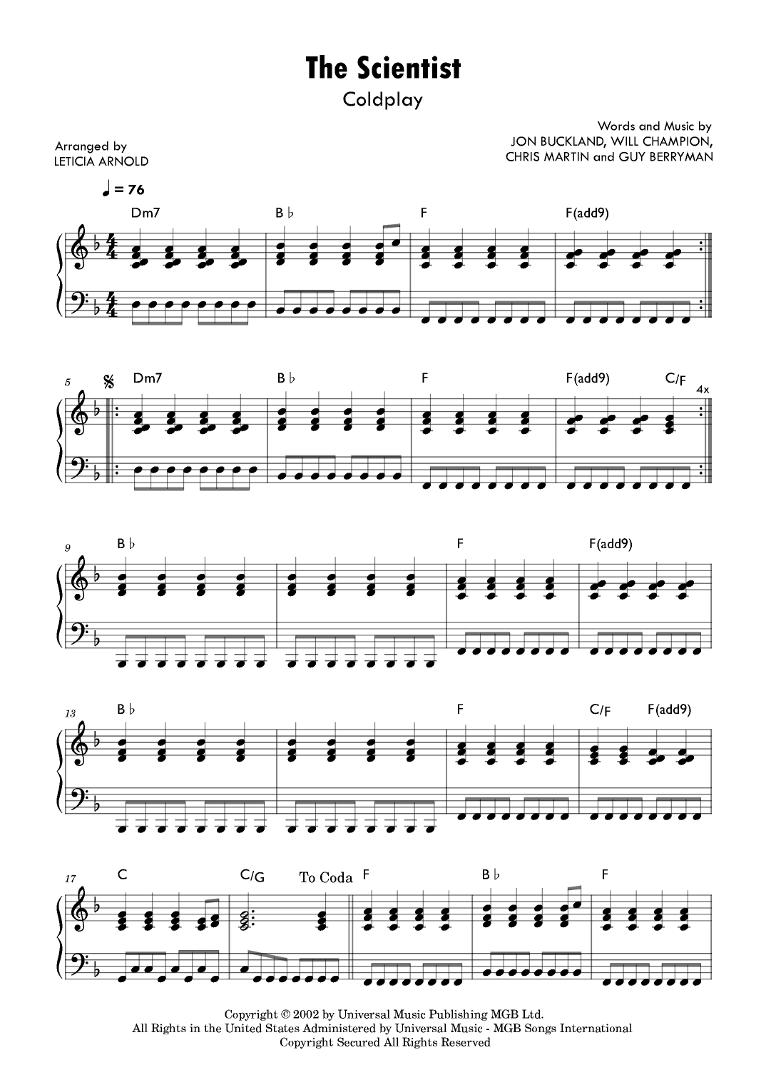 The Scientist (arr. Leticia Arnold)