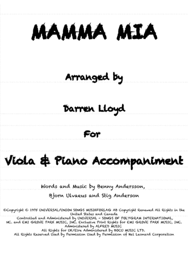 Mamma Mia (arr. Darren Lloyd)