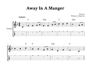 Away In A Manger - For Ukulele (F Major - with TAB and Chords) (arr. Yuri Noronha)