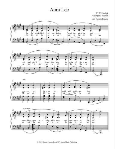 Aura Lee (arr. Dennis Frayne)