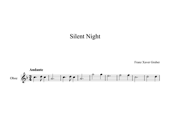 Silent Night - Franz Xaver Gruber (Oboe) (arr. Digital Book Music)