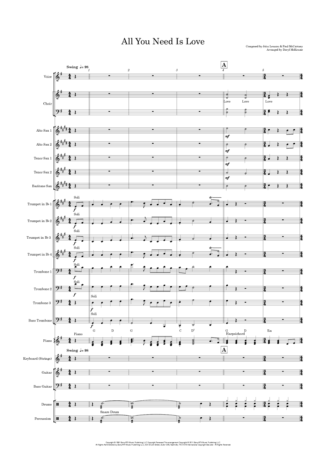 All You Need Is Love (arr. Daryl McKenzie)