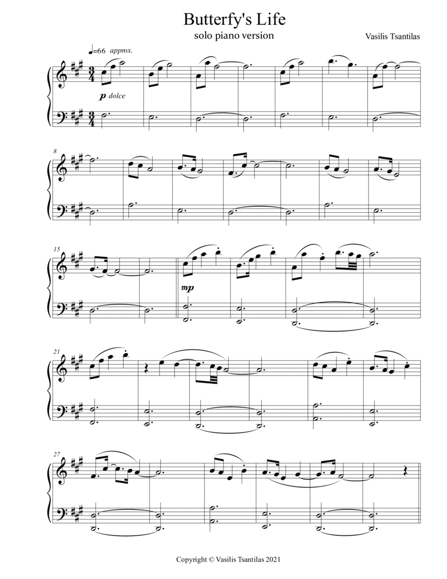 Butterfly's Life (Solo Piano)