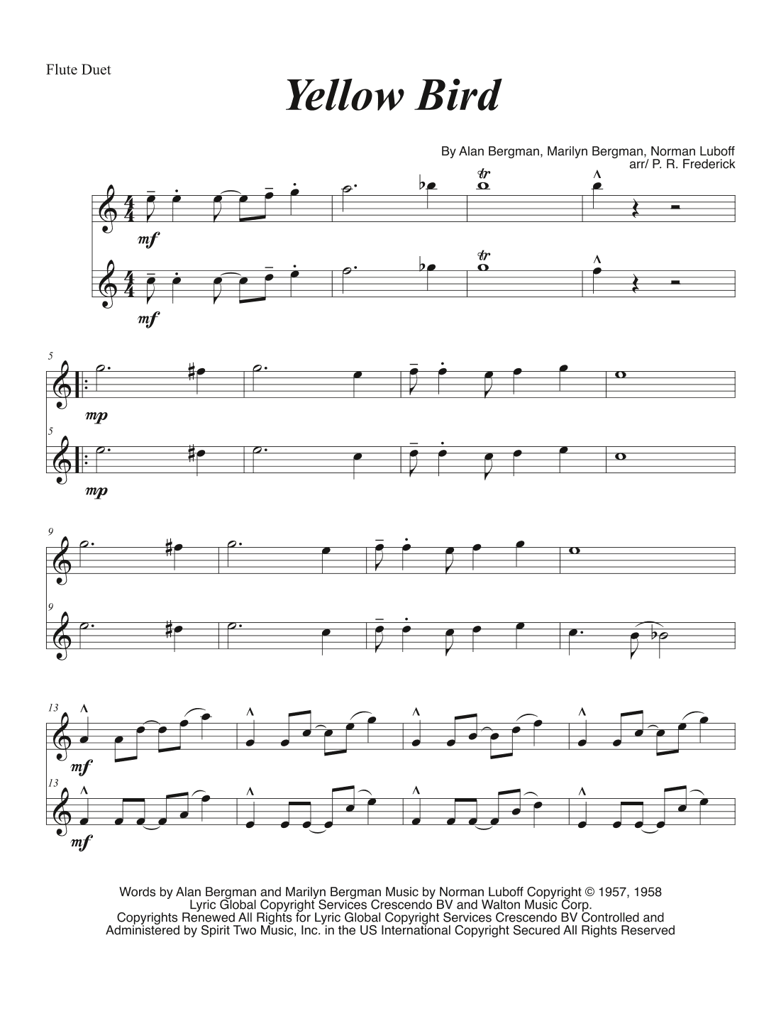 Yellow Bird (arr. P. R. Frederick)