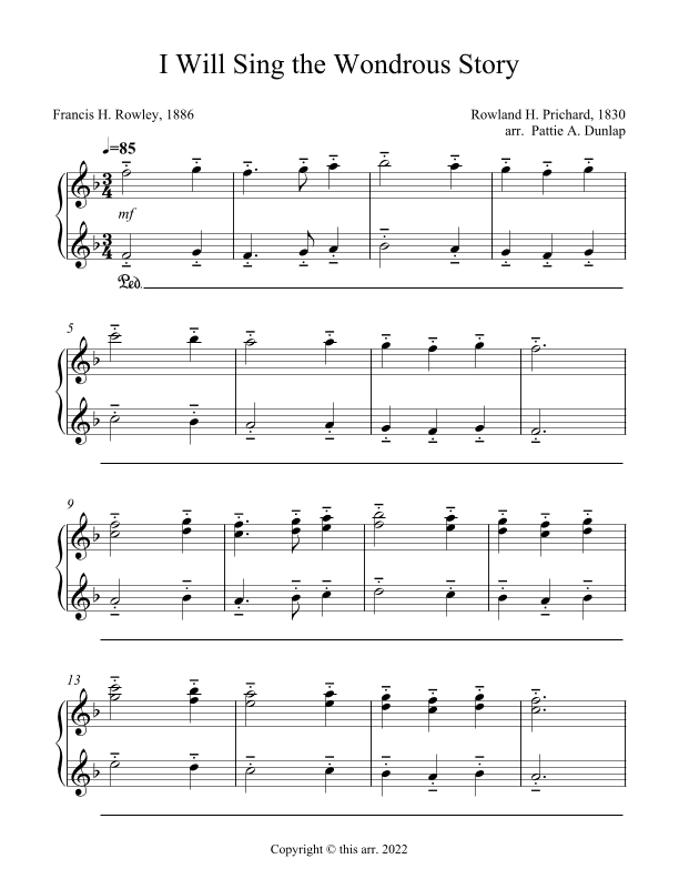 I Will Sing the Wondrous Story - piano bells (arr. Pattie A. Dunlap)