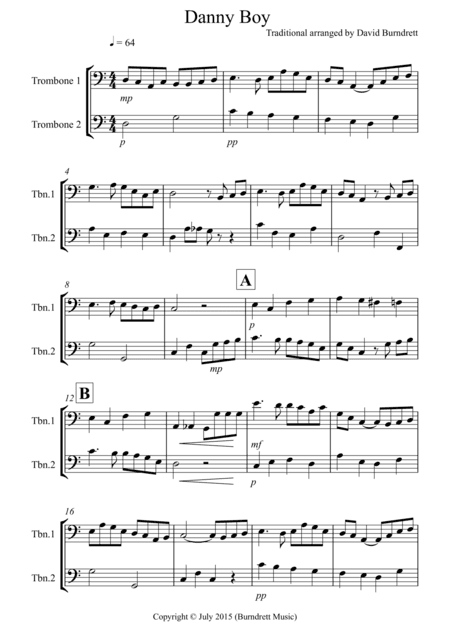 Danny Boy for Trombone Duet (arr. David Burndrett)