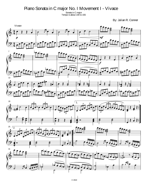 Piano Sonata No.1 in C Major, Op. 1