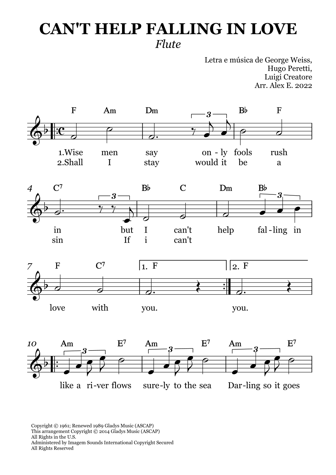 Can't Help Falling In Love (arr. Alex E.)