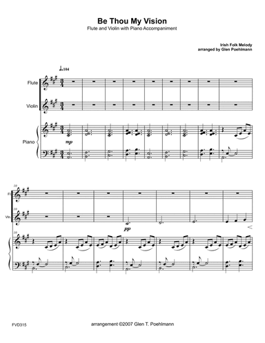 BE THOU MY VISION - FLUTE & VIOLIN with Piano Accompaniment (arr. Glen Poehlmann)