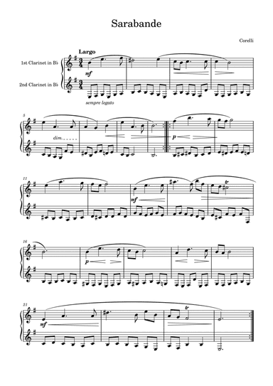 Corelli: Sarabande for two clarinets (arr. Saho Omukai)