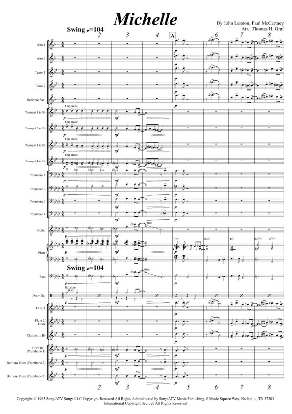 Michelle - Score Only (arr. Thomas Graf)