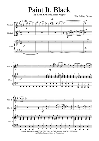 Paint It, Black (arr. Golden Skull Editions)