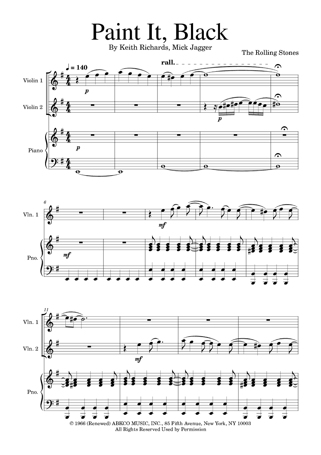 Paint It, Black (arr. Golden Skull Editions)