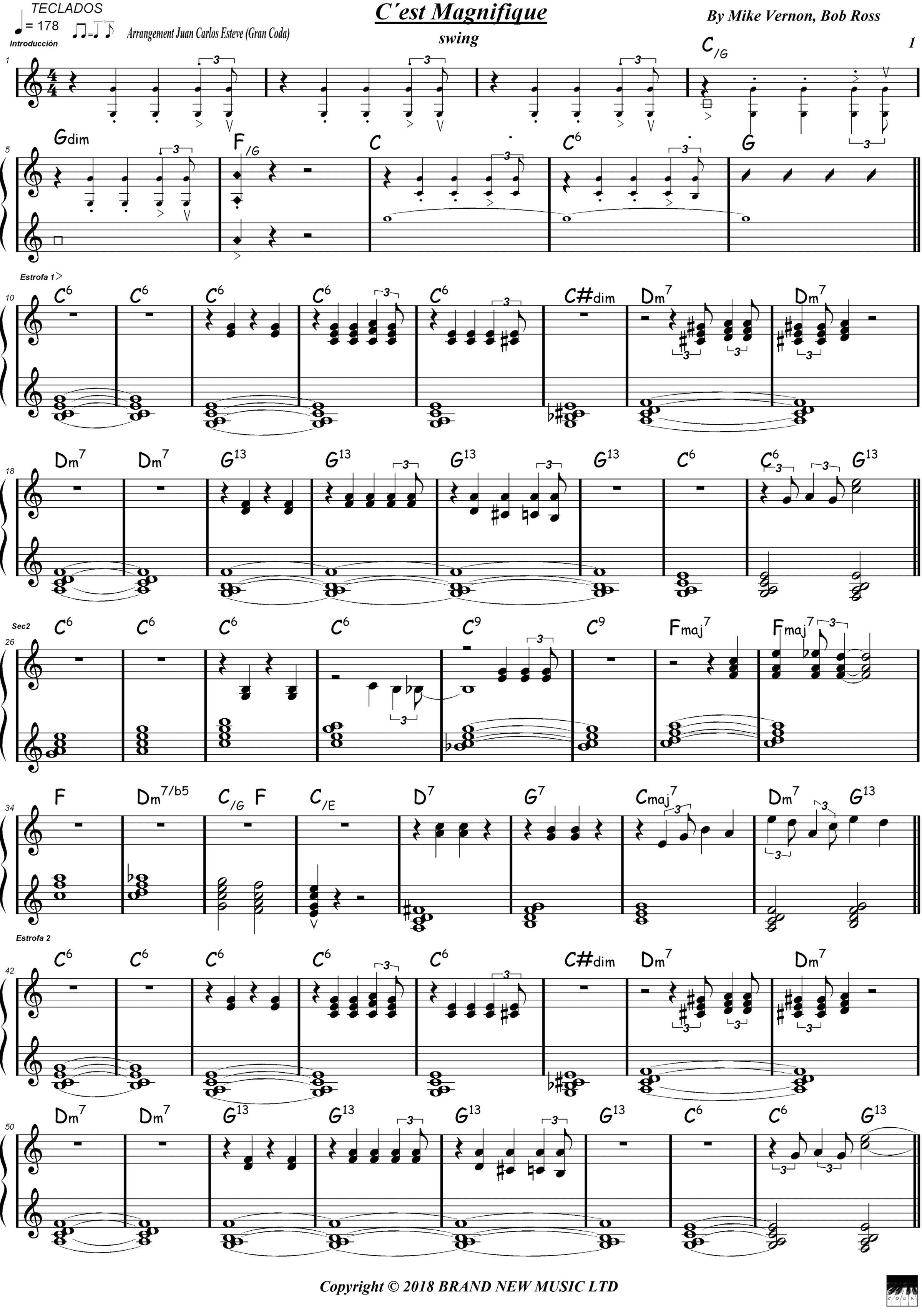 C'est Magnifique (arr. juan carlos esteve / Gran Coda)