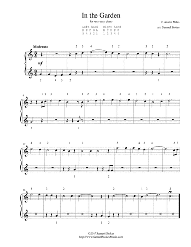 In the Garden (I Come to the Garden Alone) - for very easy piano (arr. Samuel Stokes)