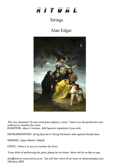 RITUAL for String Quartet or String Orchestra with optional 'Bass