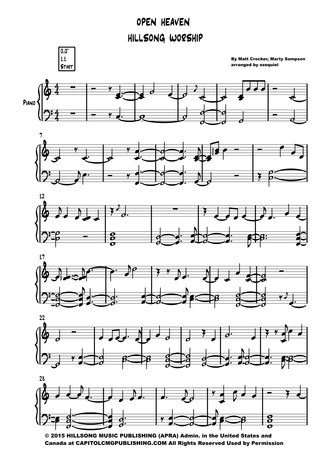 Open Heaven (river Wild) (arr. ezequiel zeferino edição)