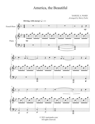 America, the Beautiful (French Horn-Piano) (arr. Marty Parks)