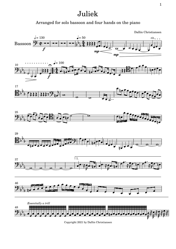 Juliek (4 hands piano arrangement)