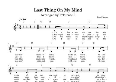 The Last Thing On My Mind (arr. F Turnbull)