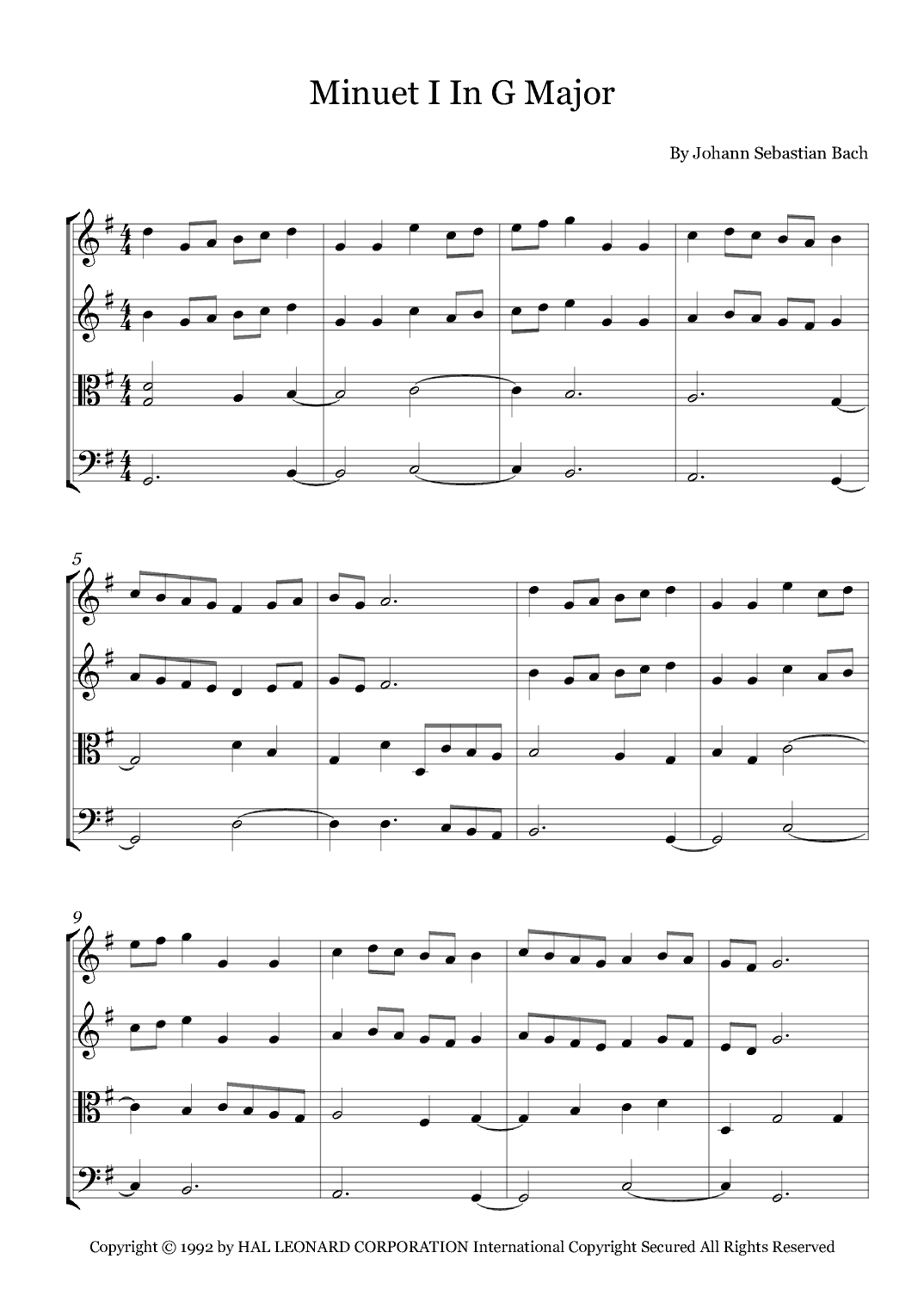 Minuet I In G Major (arr. Fernanda Moura)